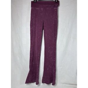 VICTORIA SECRET PINK FOLDOVER FLARE SPLIT LEGGINGS RICH MAROON Size Medium